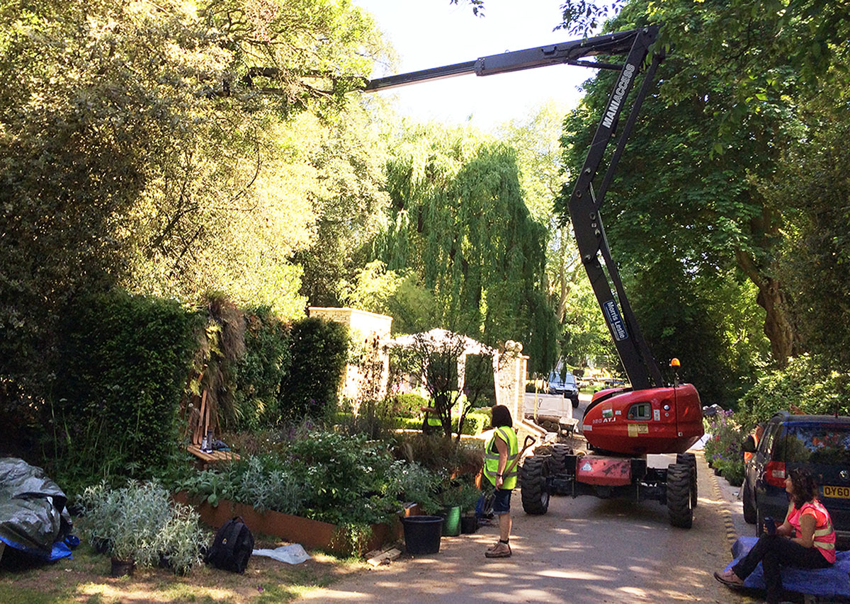 A slight delay in planting today as the RHS decide to do some tree pruning directly above our garden